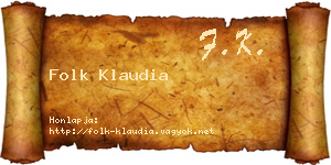 Folk Klaudia névjegykártya